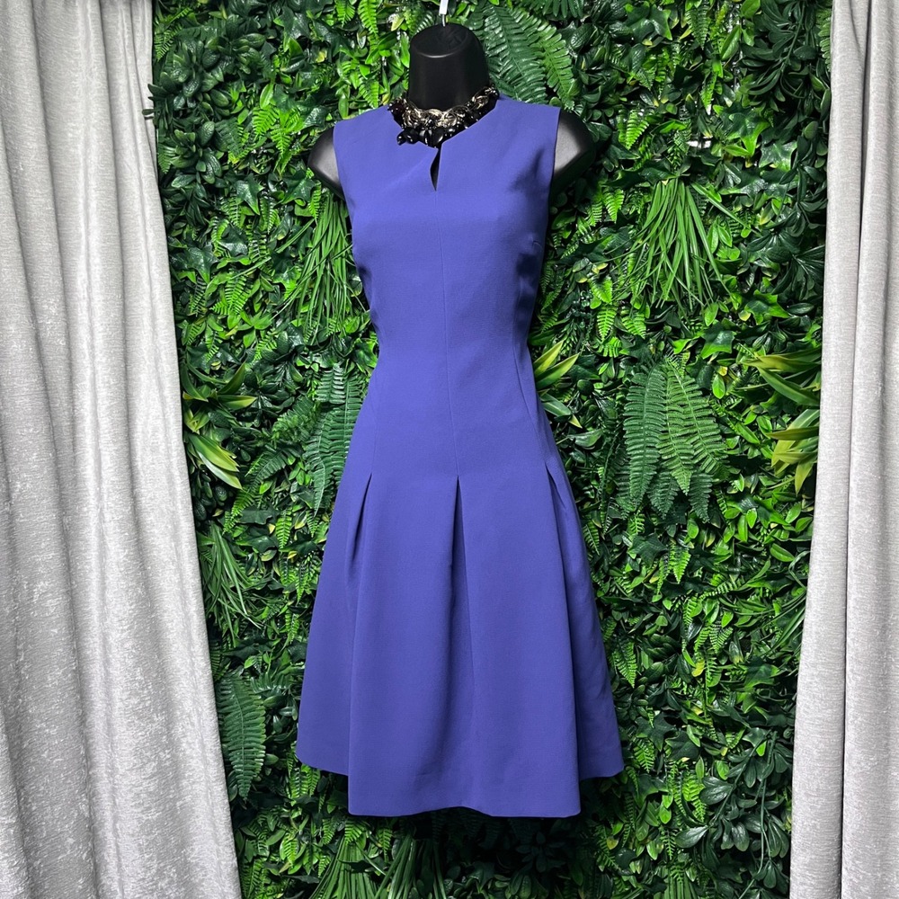 Hobbs London Dress US 6 Purple Sleeveless Fit & Flare Pleated Cocktail 4184